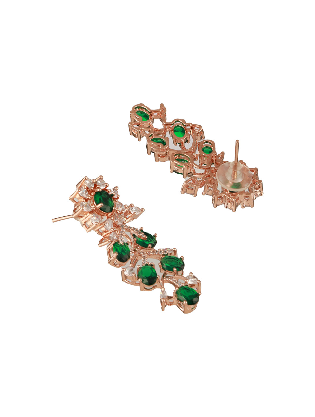 Jazz And Sizzle Rosegold-Plated Green American Diamond Studded Handcrafted Jewellery Set (Copy)