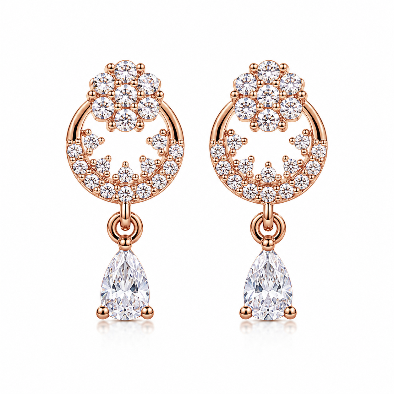 Rose Gold Bloom Drop Earrings