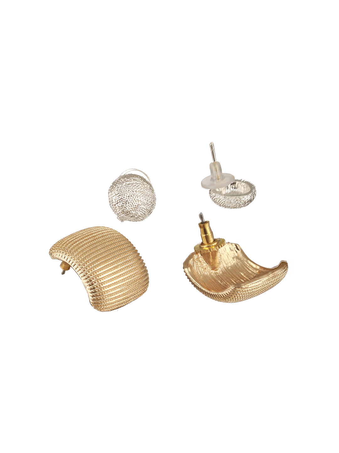 Jazz And Sizzle Set of 2 Gold & Silver-Plated Contemporary Studs Earrings for Girls