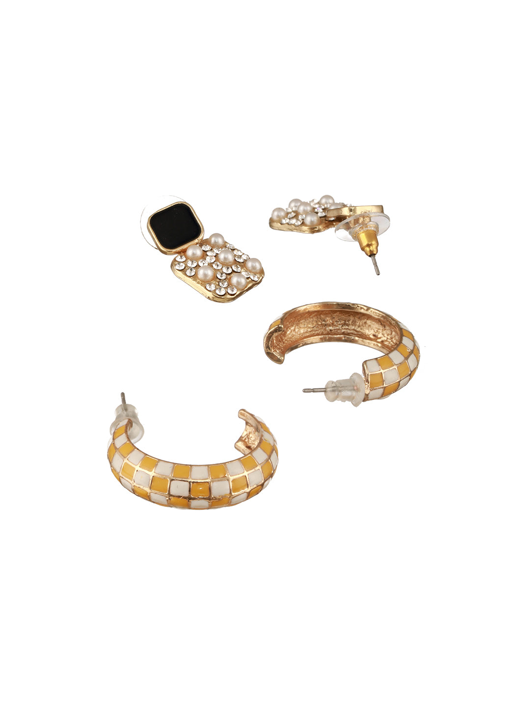 Jazz And Sizzle Set of 2 Textured Half Hoop Earrings