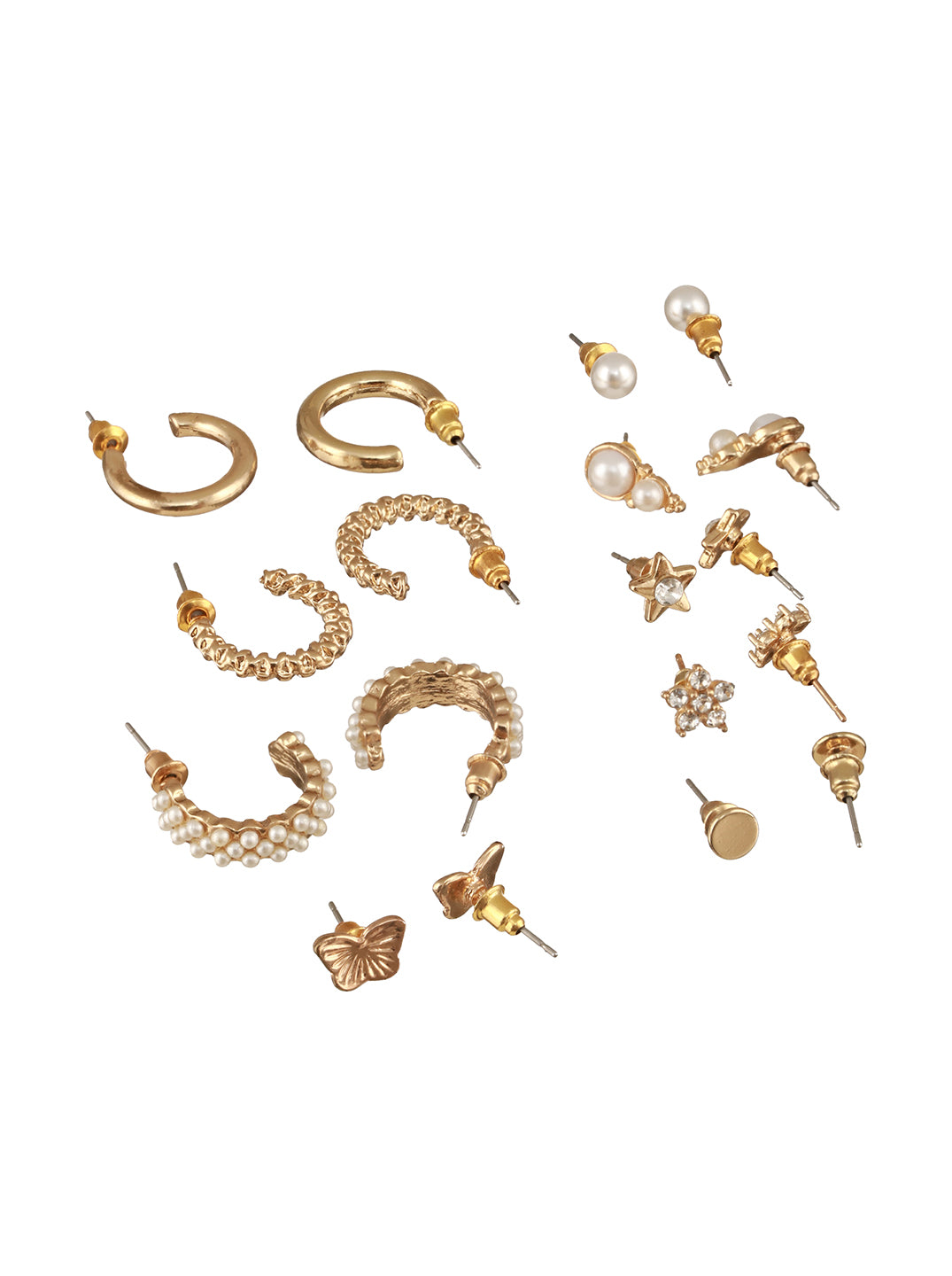 Jazz And Sizzle Set of 9 Gold Plated Contemporary Earrings