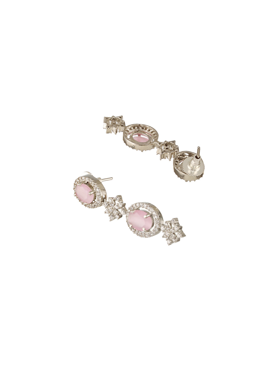 Jazz And Sizzle Rhodium-Plated PINK Ad-Studded Layered Jewelry Set