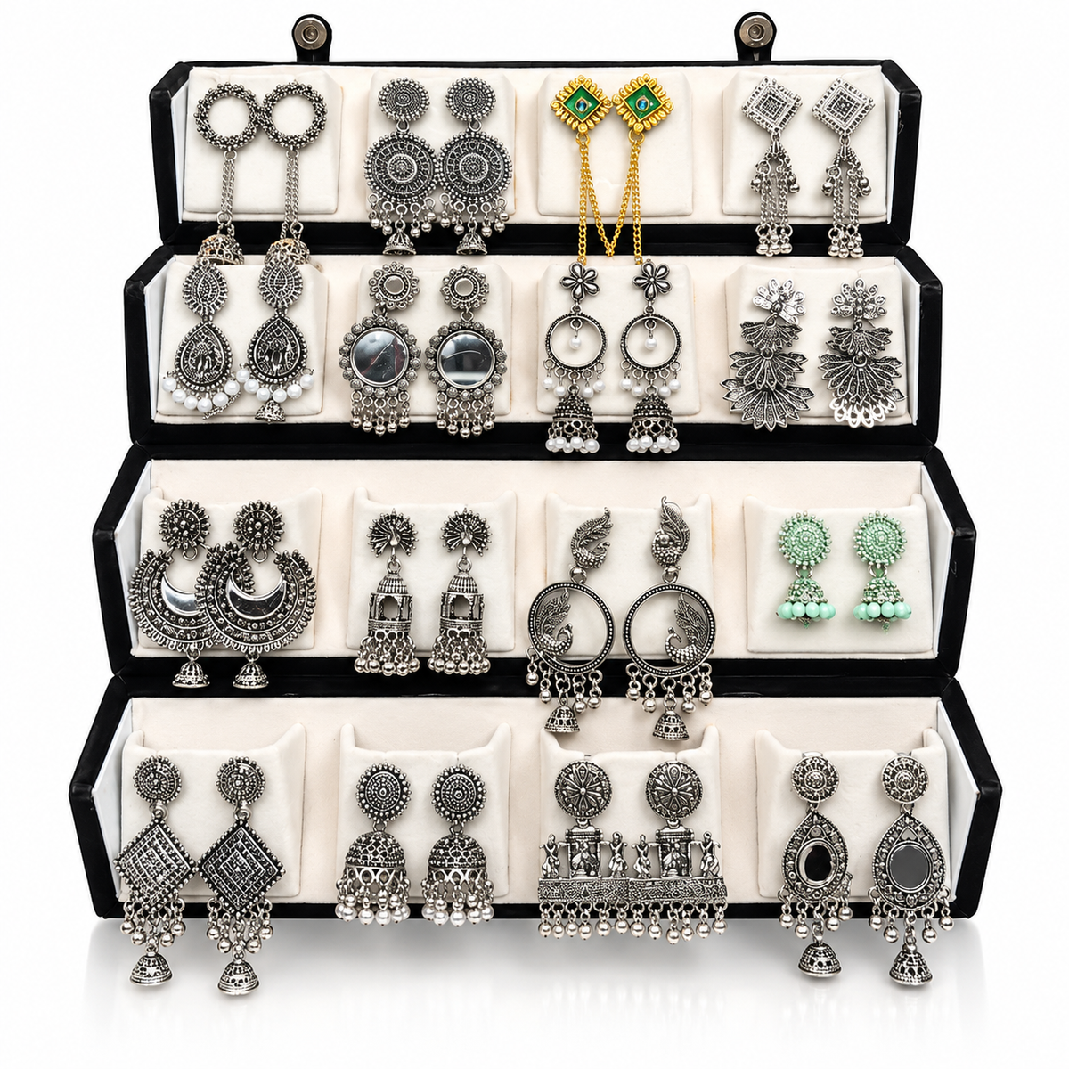 16 Pairs Assorted Earrings Combo with Foldable Jewellery Organizer |-WJ-JS26-ER0248
