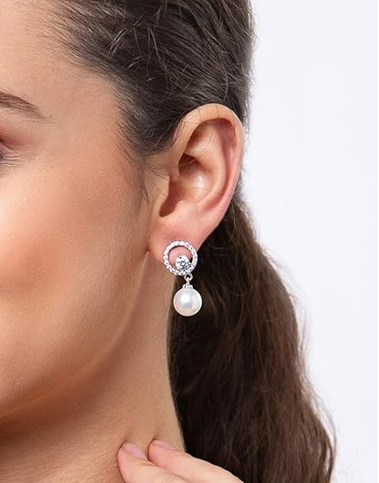 Silver Dante Pearl Pendant Earrings-WJ-JS26-0254