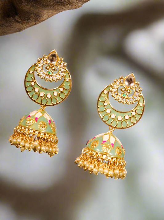 Jazz And Sizzle Gold Plated Crescent Shaped Jhumka Chandbali