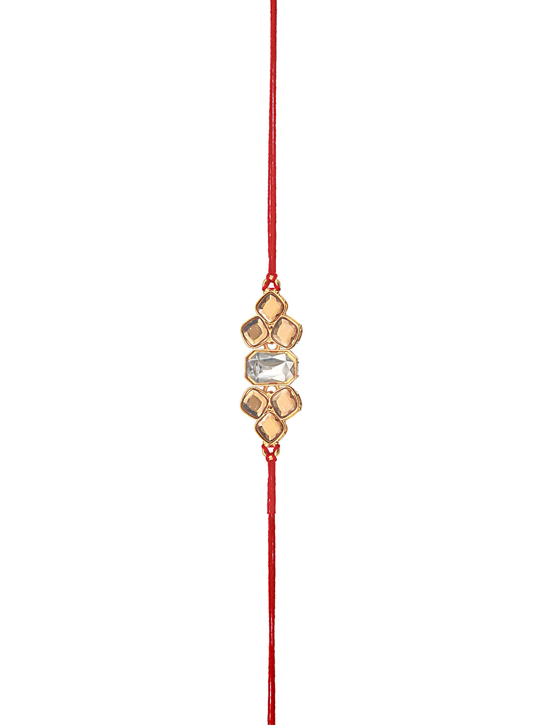 Set Of 2 Classic Kundan & Enameled Peacock Chain Thread Rakhi With Roli Chawal