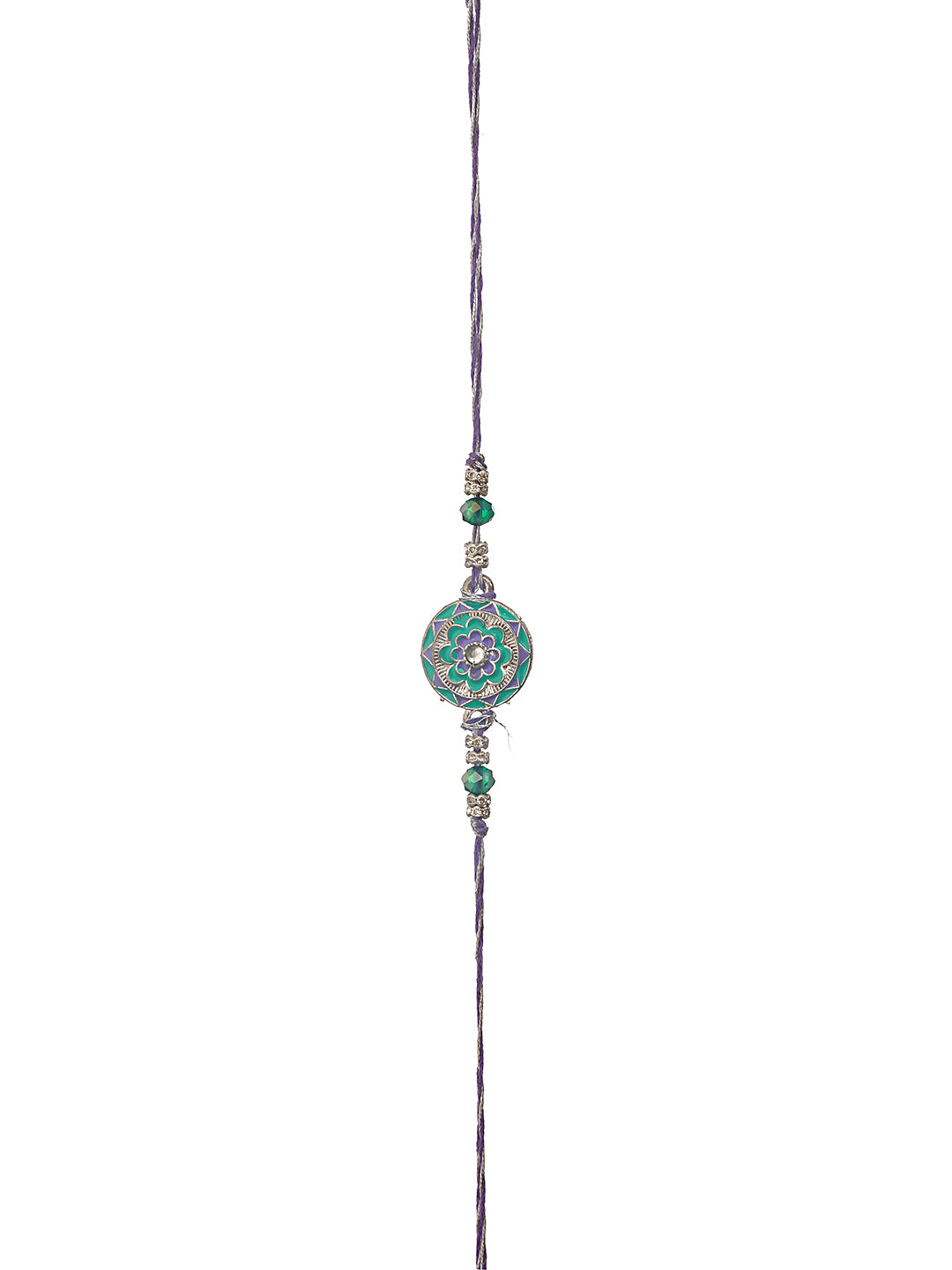 Jazz And Sizzle Set Of 2 Designer Floral Shaped And Meena Work Rakhi With Roli & Chawal