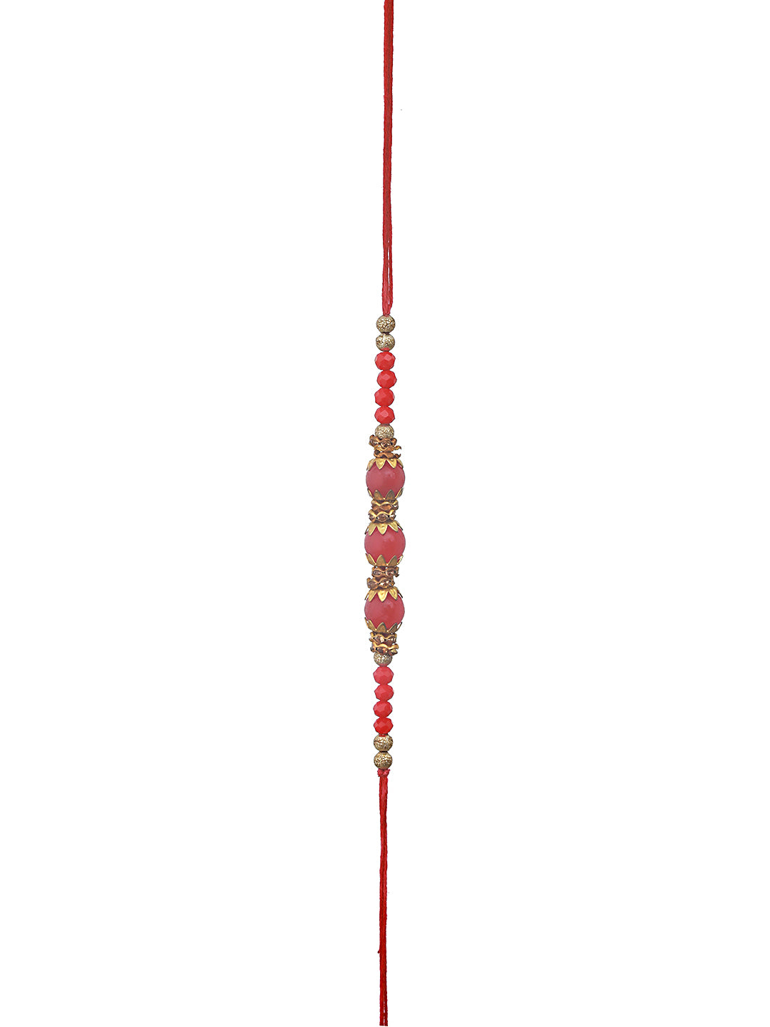 Set Of 2 Maroon & White Pearl Beaded Thread Rakhi With Roli Chawal