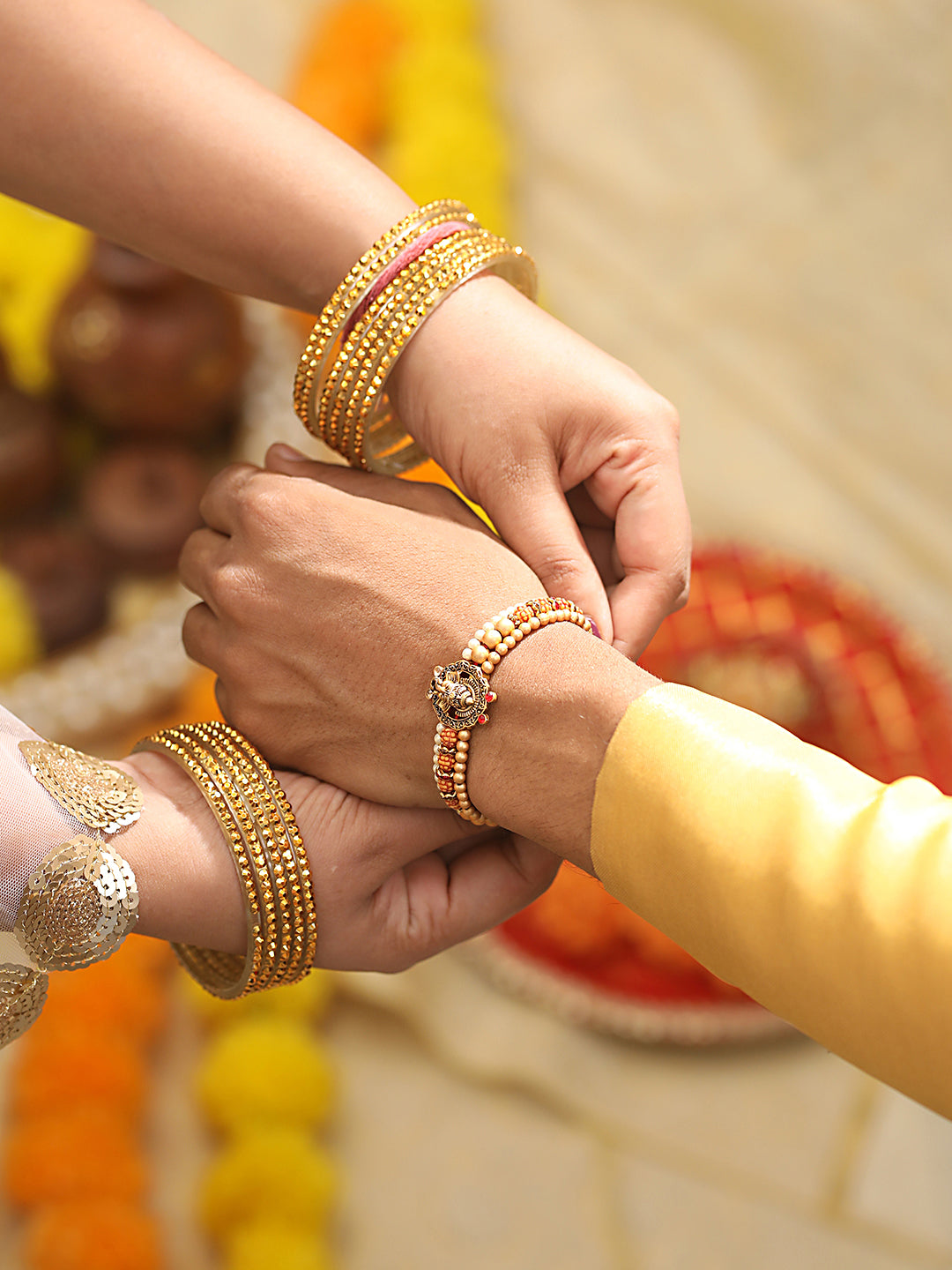 Men Ganpati Religious Rudraksh Rakhi With Roli Chawal