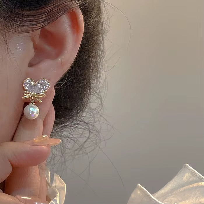 Korea Jewellery Earrings Trendy Low Price  Gold Plated Jewelry Dinty Pearl Charm Beautiful Earings