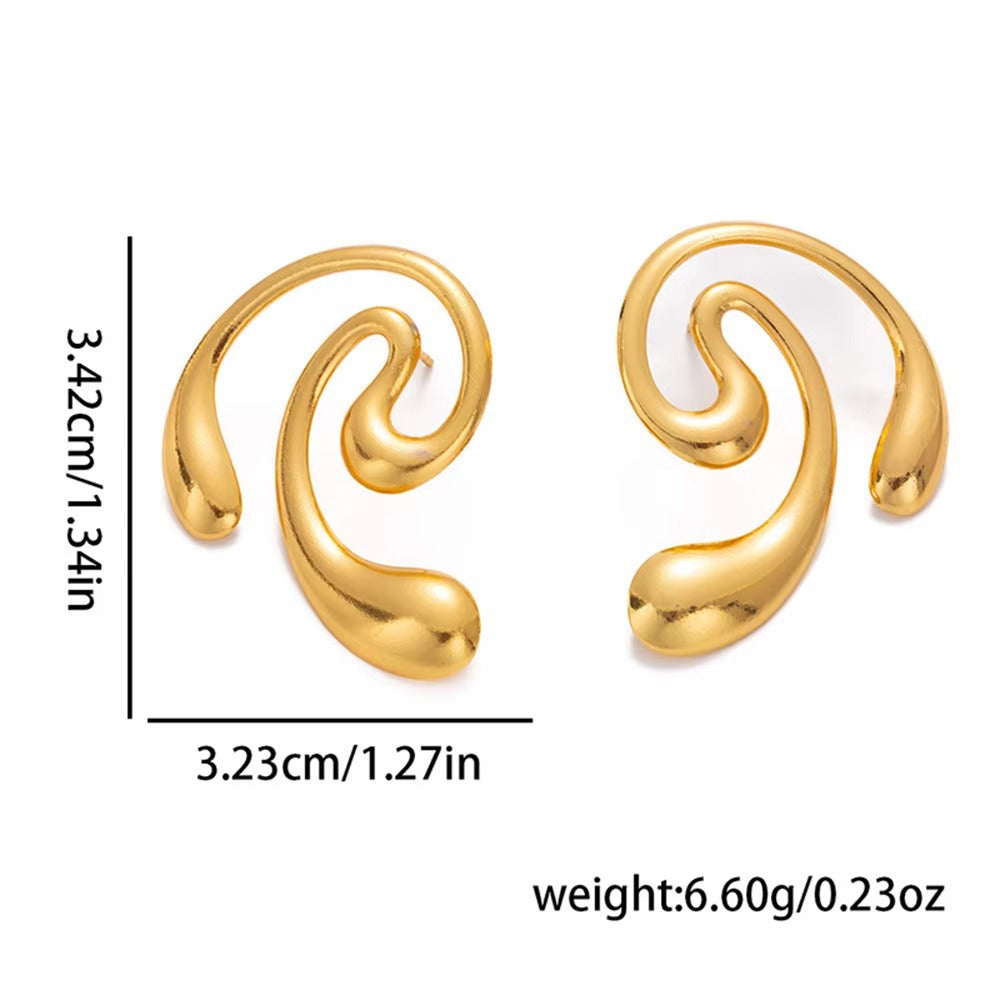 Stainless Steel Wave Drip Stud Earrings for Women Trendy Wholesale Ladies Waterproof