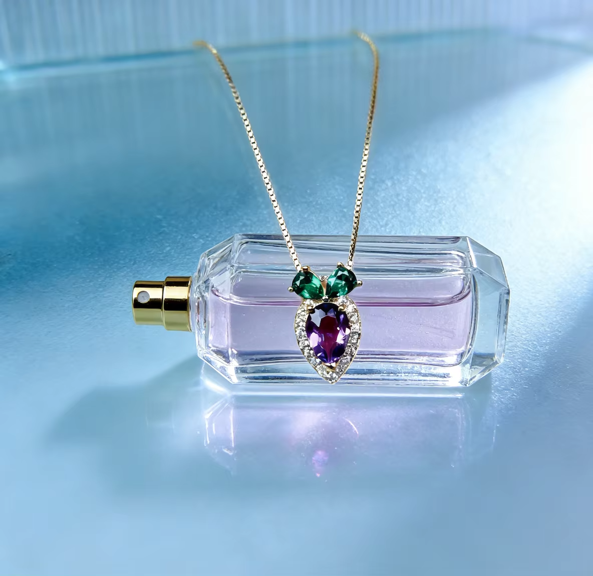 Gold-Plated Strawberry Crystal Pendant Necklace with Sparkling CZ Stones for Women-WJ-JS26-NL0177