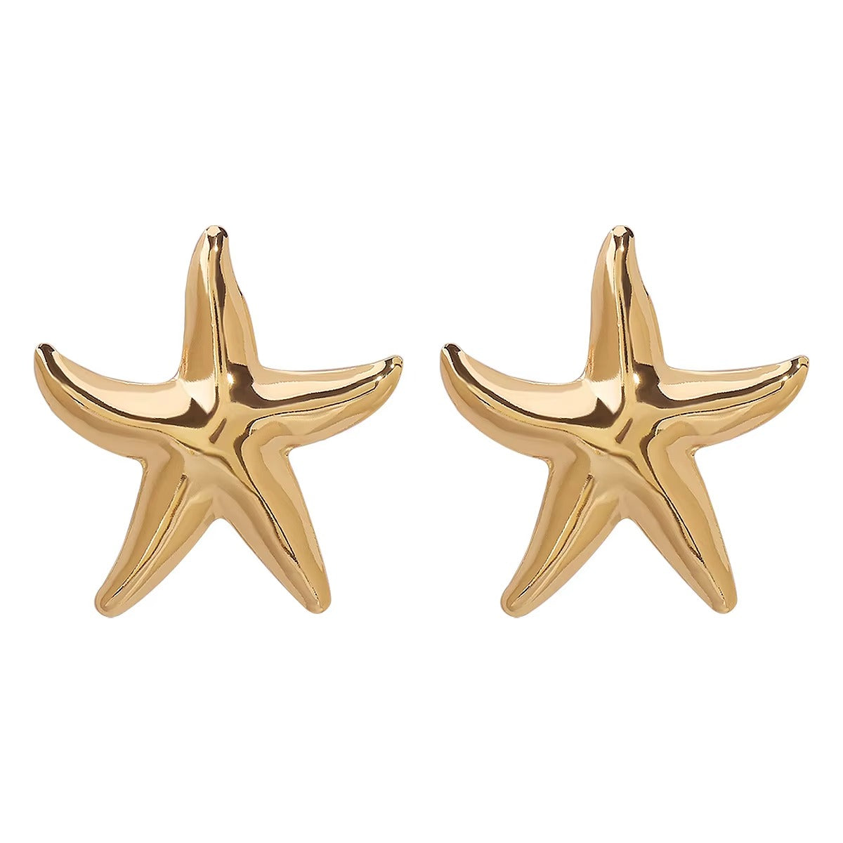 Summer Sea Wind Jewelry Glossy Metal Starfish Earrings Tropical Starfish Women Dangle Gold