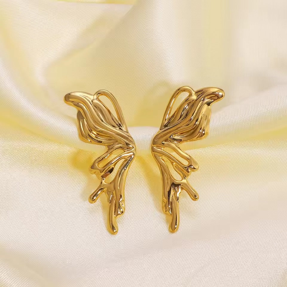 Trendy Stainless Steel Butterfly Earrings for Women Gold Plated Exquisite Pair Cute Style