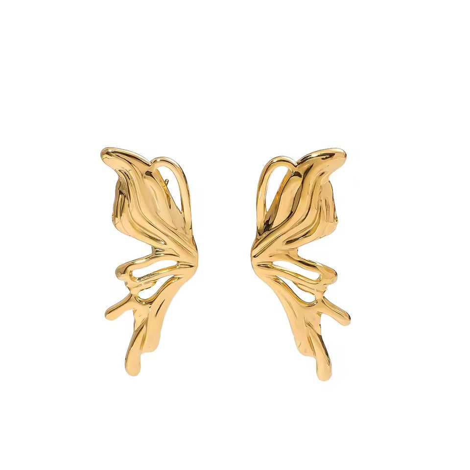 Trendy Stainless Steel Butterfly Earrings for Women Gold Plated Exquisite Pair Cute Style