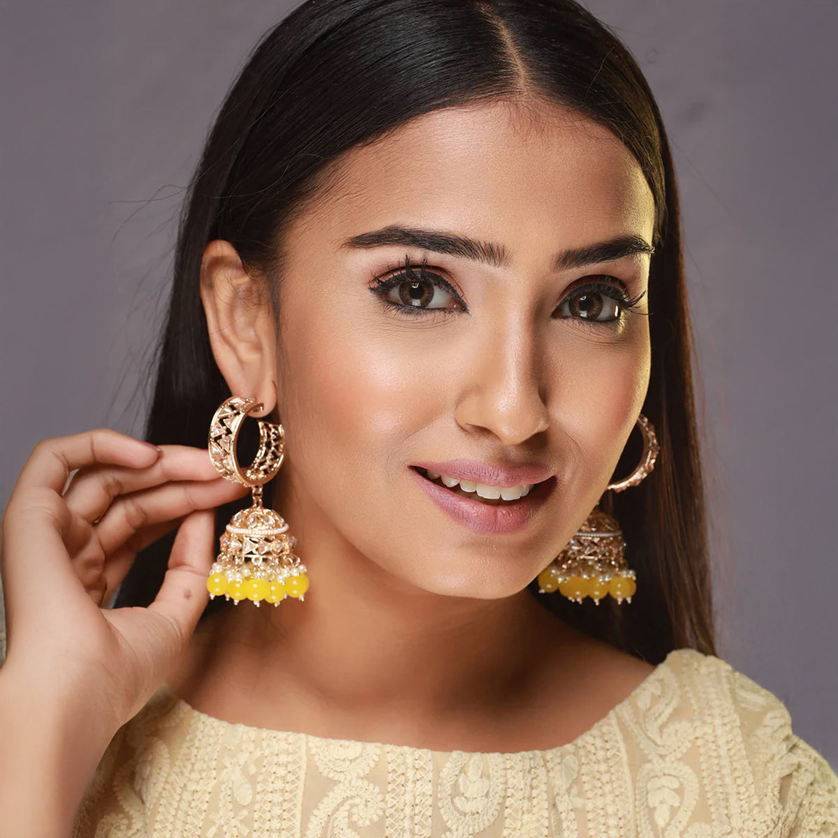 Jazz And SIzzle Set of 3 Kundam Studded Multicolor Jhumka Earrings for Festive Elegance