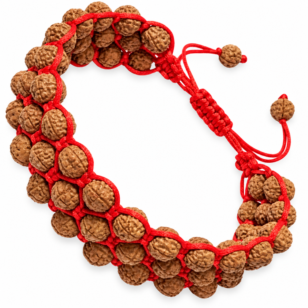 Men 3-Layer Rudraksha Beaded Adjustable Bracelet with Red Thread JS-SBR-044