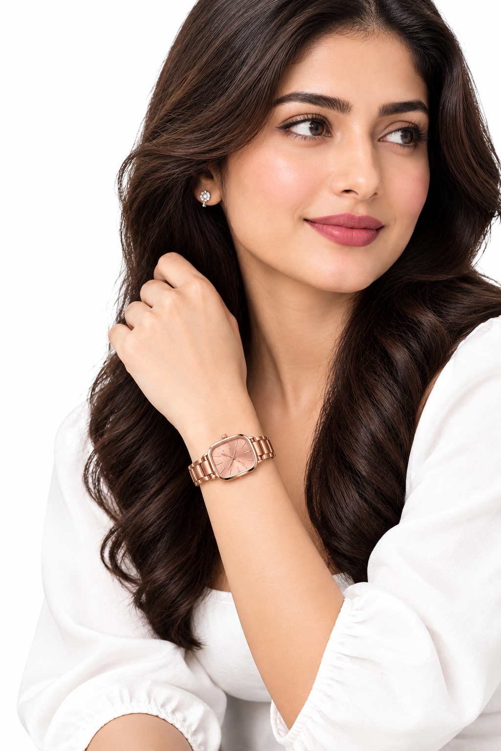 Rose Gold Square Dial Stainless Steel Watch for Women- WJ-JS26-LD0039