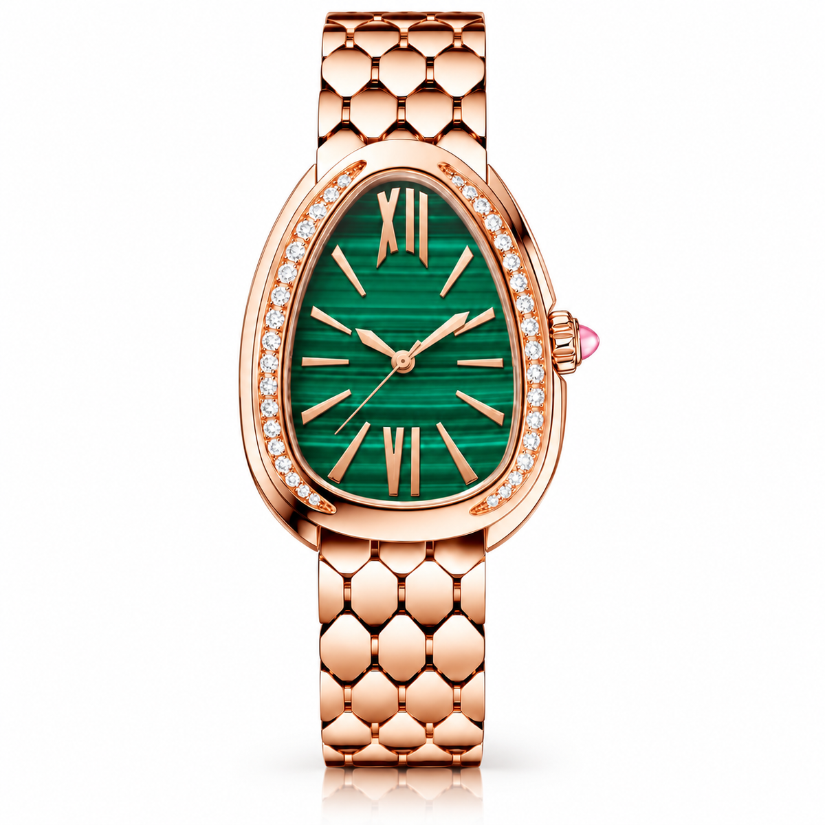 Rose Gold Stainless Steel Green Dial Analog Watch for Women WJ-JS26-LD049