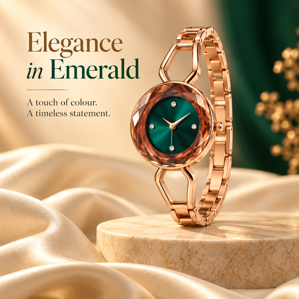Women’s Emerald Green Dial Bracelet Watch- WJ-JS26-LD0058