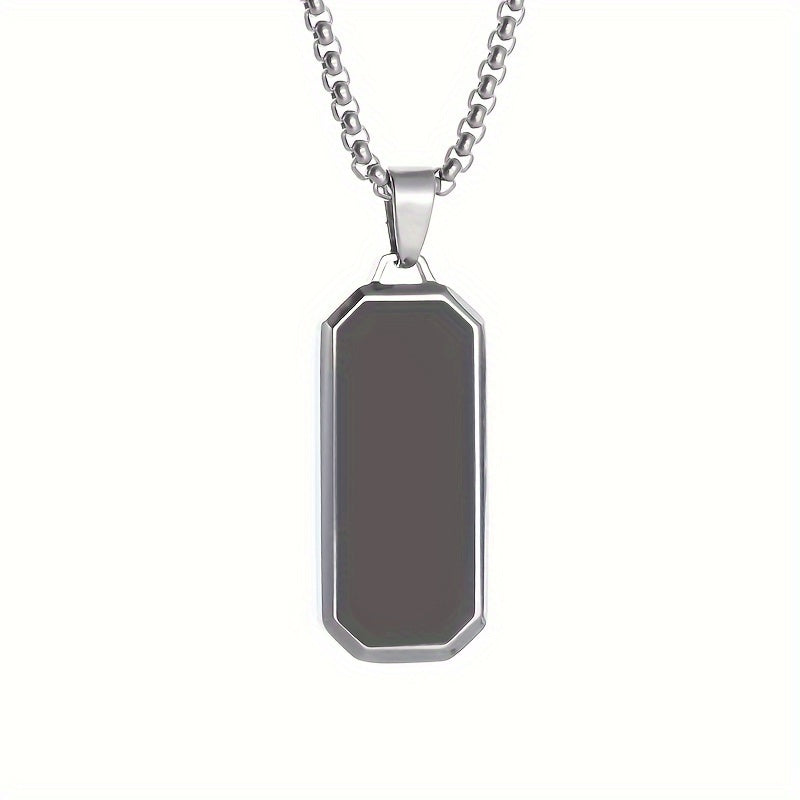 Black Inlay Stainless Steel Pendant Necklace for Men