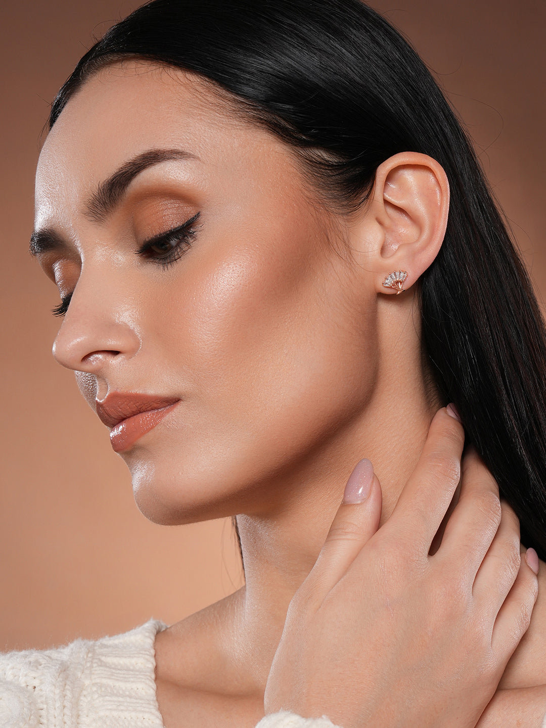 Jazz And Sizzle Rose Gold-Plated Handcrafted Contemporary Stud Earrings