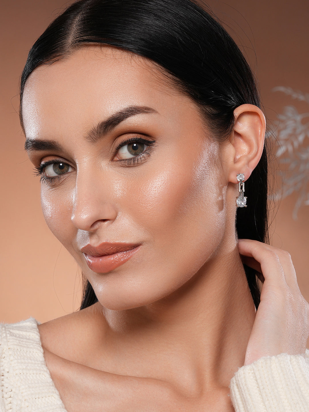 Jazz And Sizzle Rhodium-Plated Circular Drop Earrings