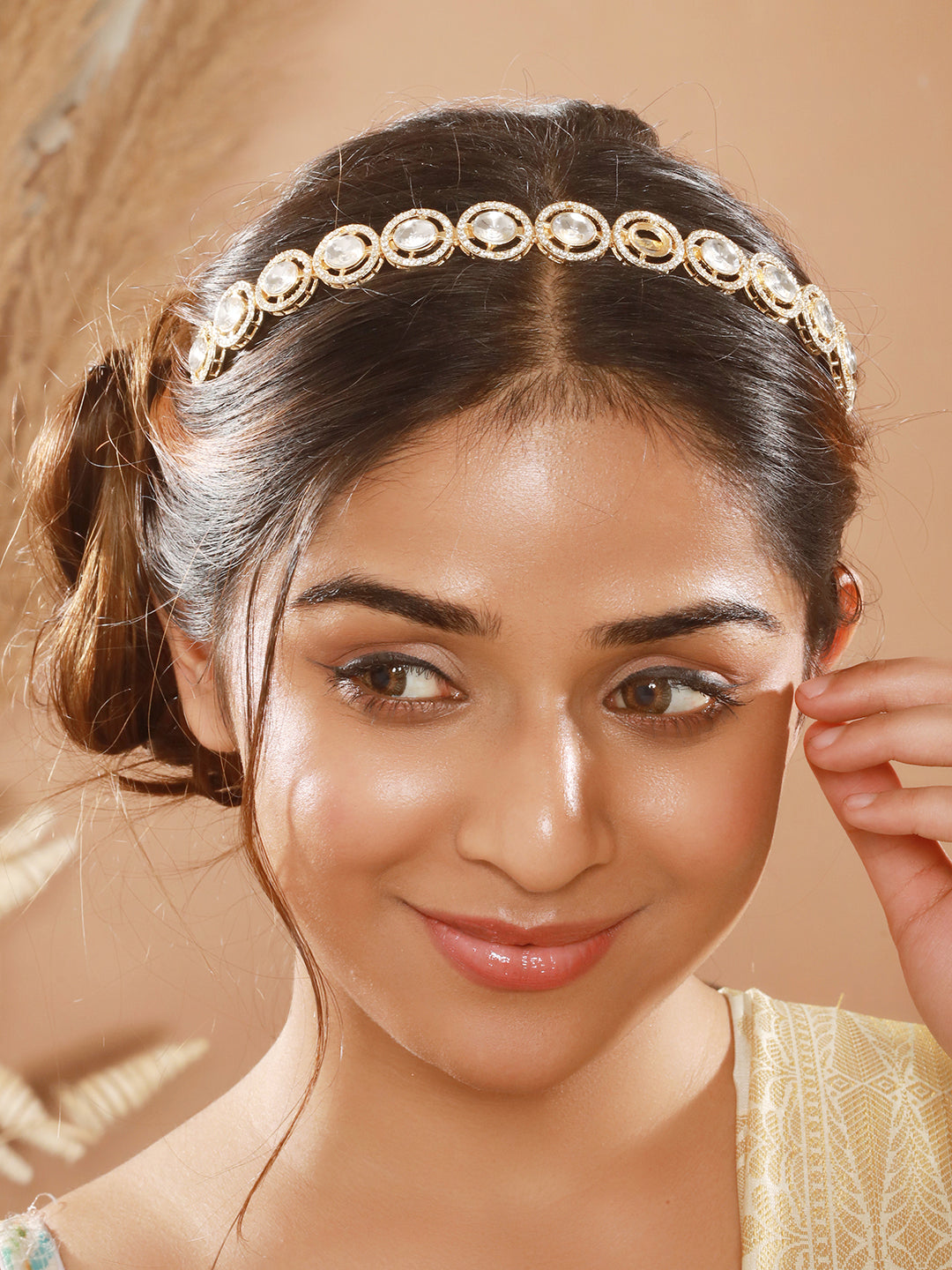 Gold Plated & Kundan-Studded Mathapatti Hairband