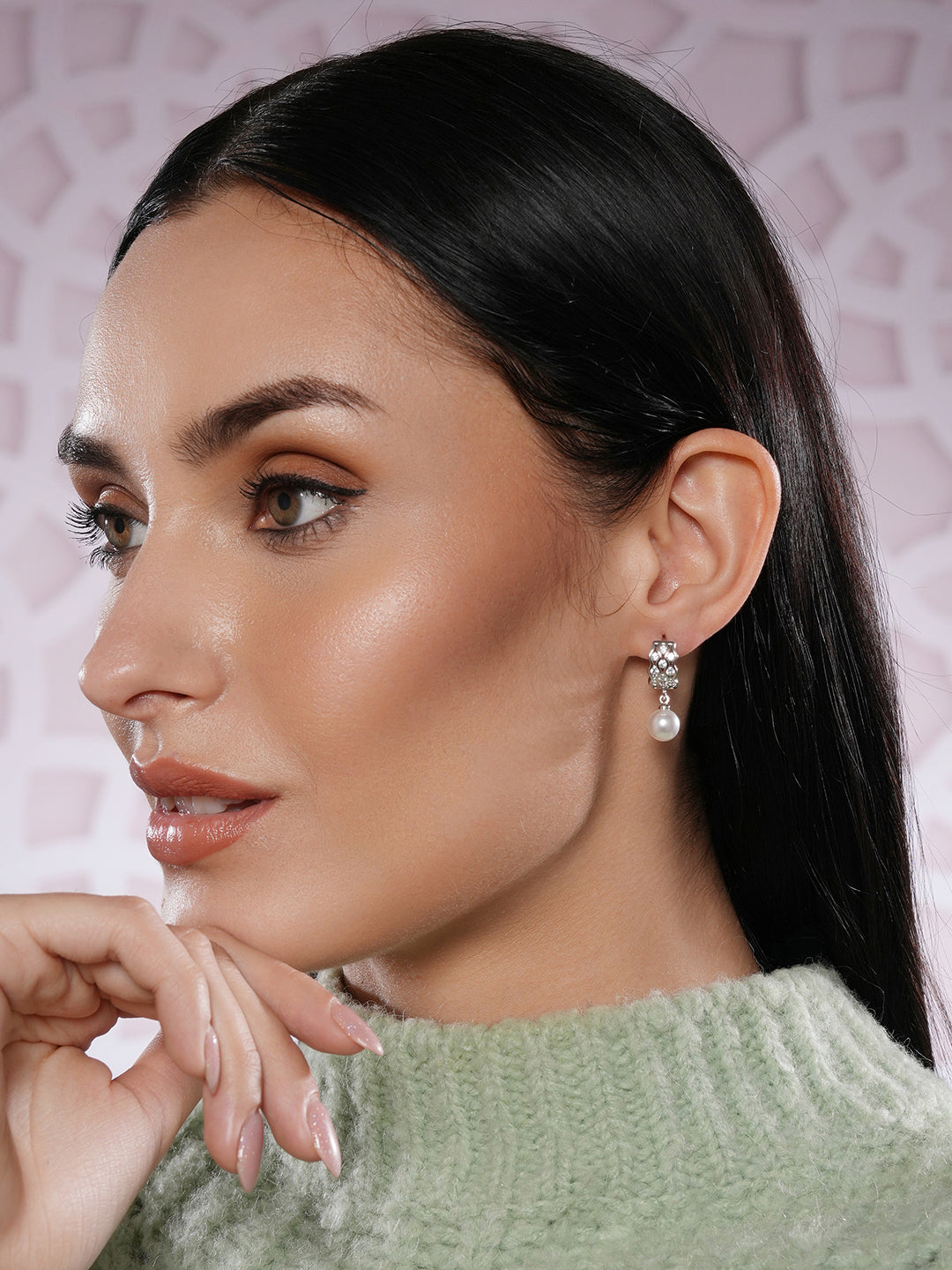Jazz and Sizzle Set of 2 Silver & Rose Gold Plated Pearl Drop Earrings