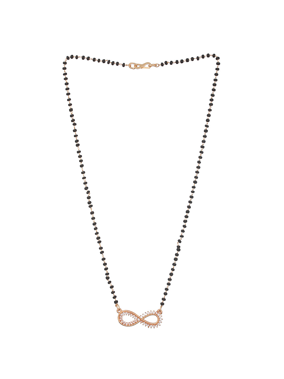 Jazz And Sizzle Black Gold-Plated Beaded & CZ-Studded The Evil Eye Pendant Mangalsutra - Jazzandsizzle