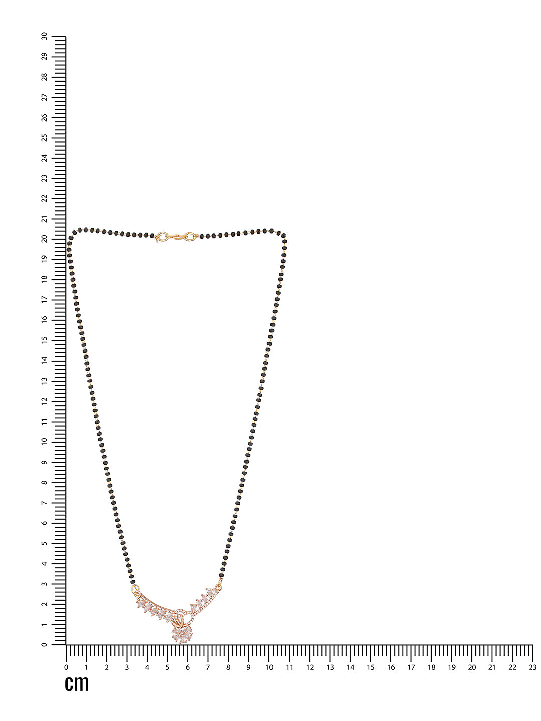 Gold-Plated Black Beaded & White AD Stone-Studded Mangalsutra - Jazzandsizzle