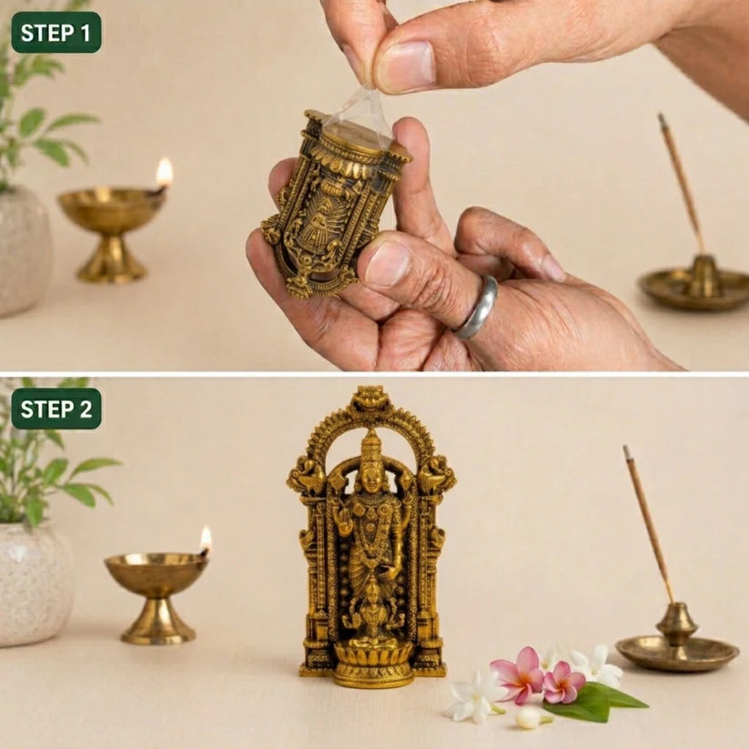 Gold Plated Shri Venkateswara & Mahalakshmi Idol | Wealth & Prosperity