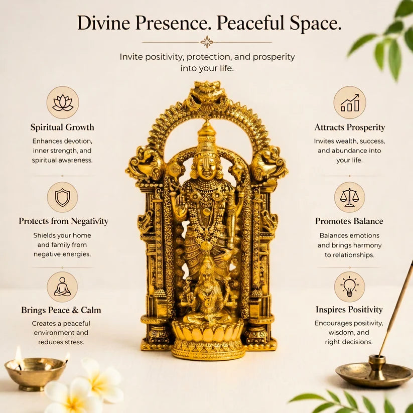 Gold Plated Shri Venkateswara & Mahalakshmi Idol | Wealth & Prosperity