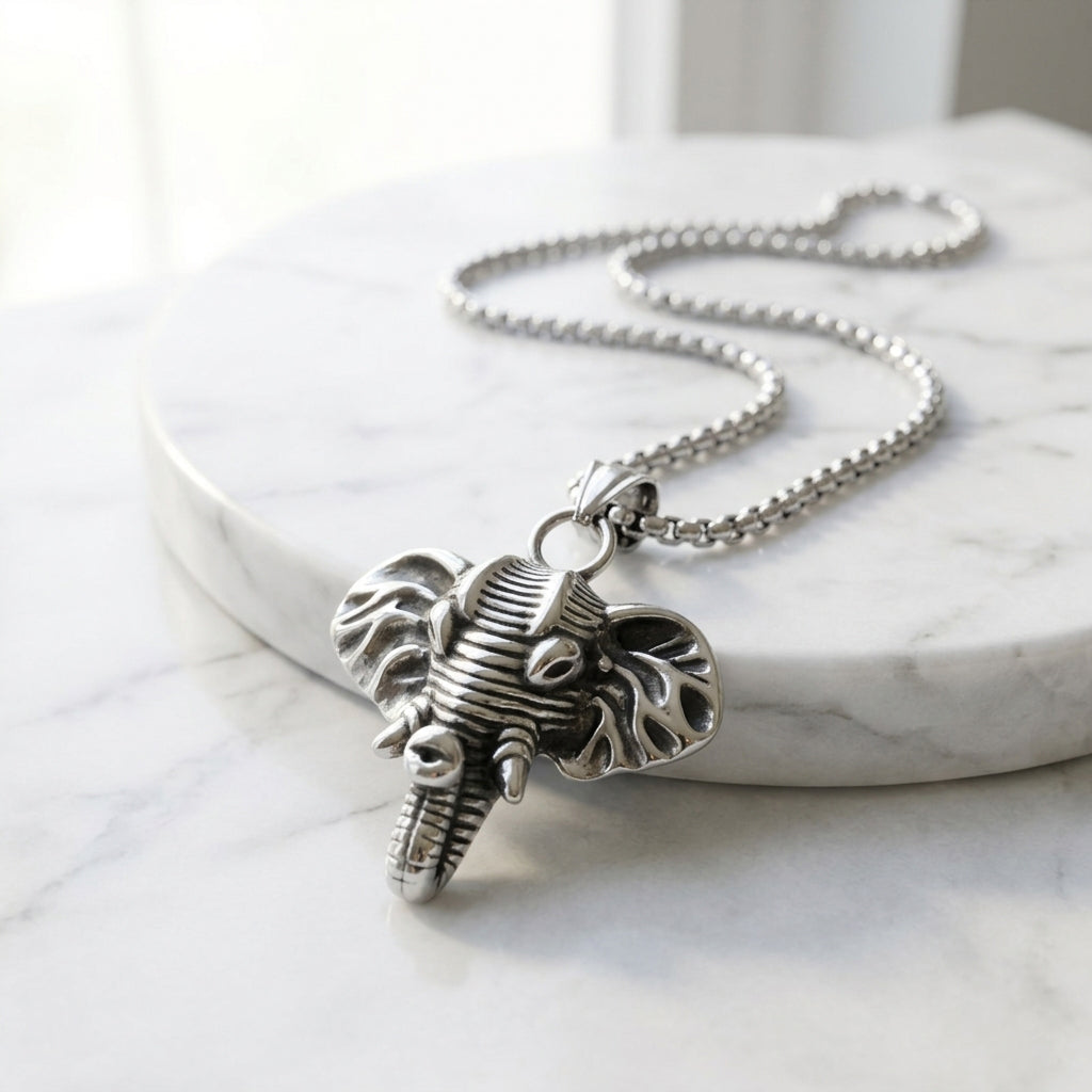 High Quality Wholesale Ivory Head Jewelry Elephant Pendant Religious Evil Spirit Ivory Men Necklace