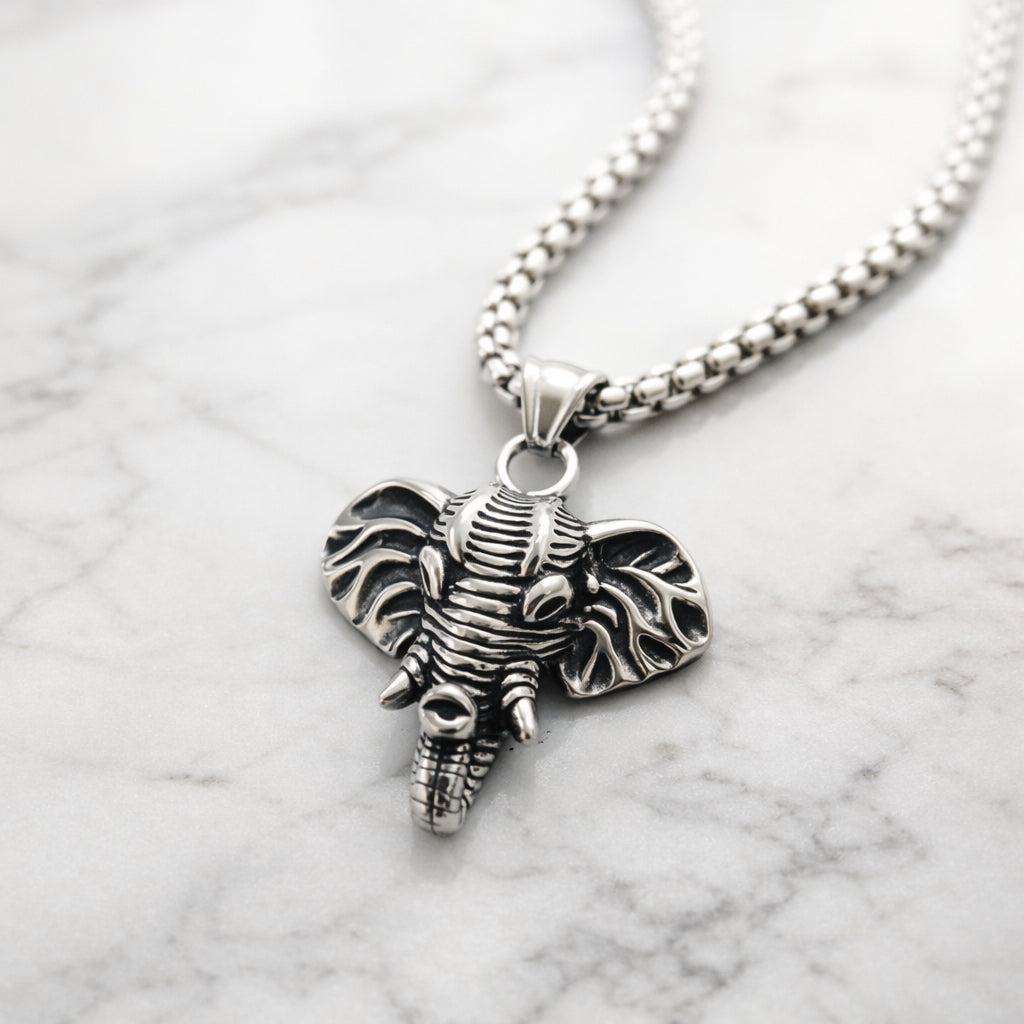 High Quality Wholesale Ivory Head Jewelry Elephant Pendant Religious Evil Spirit Ivory Men Necklace