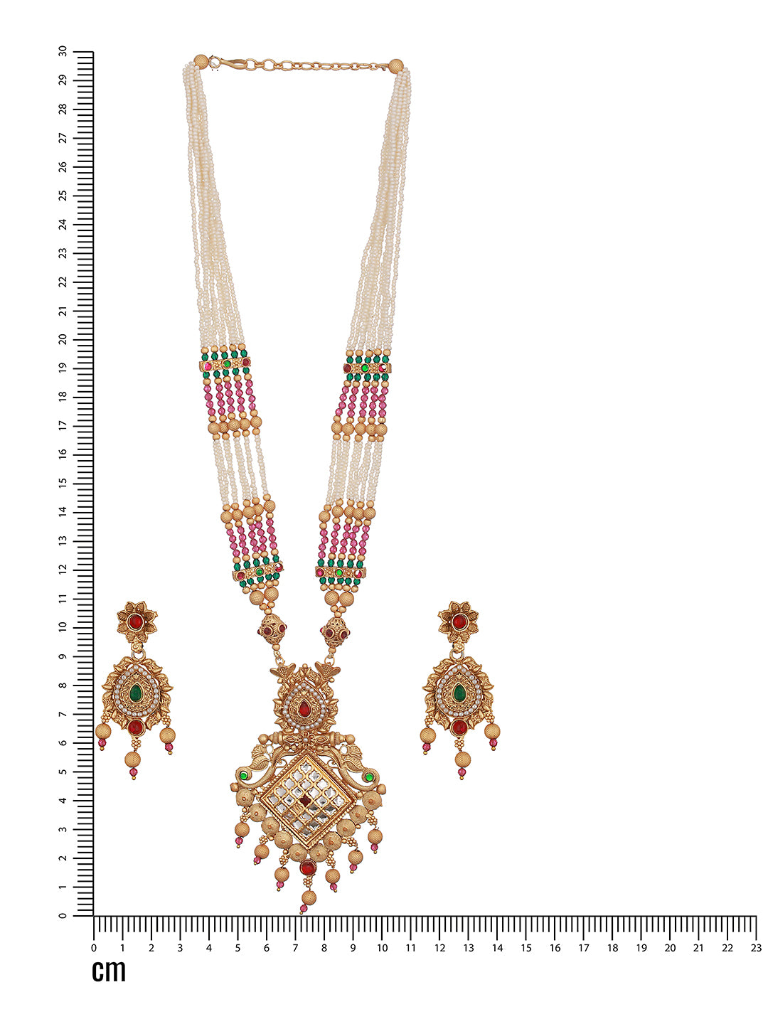 24K Gold-Plated White & Purple Beaded Handcrafted Traditional Necklace Set