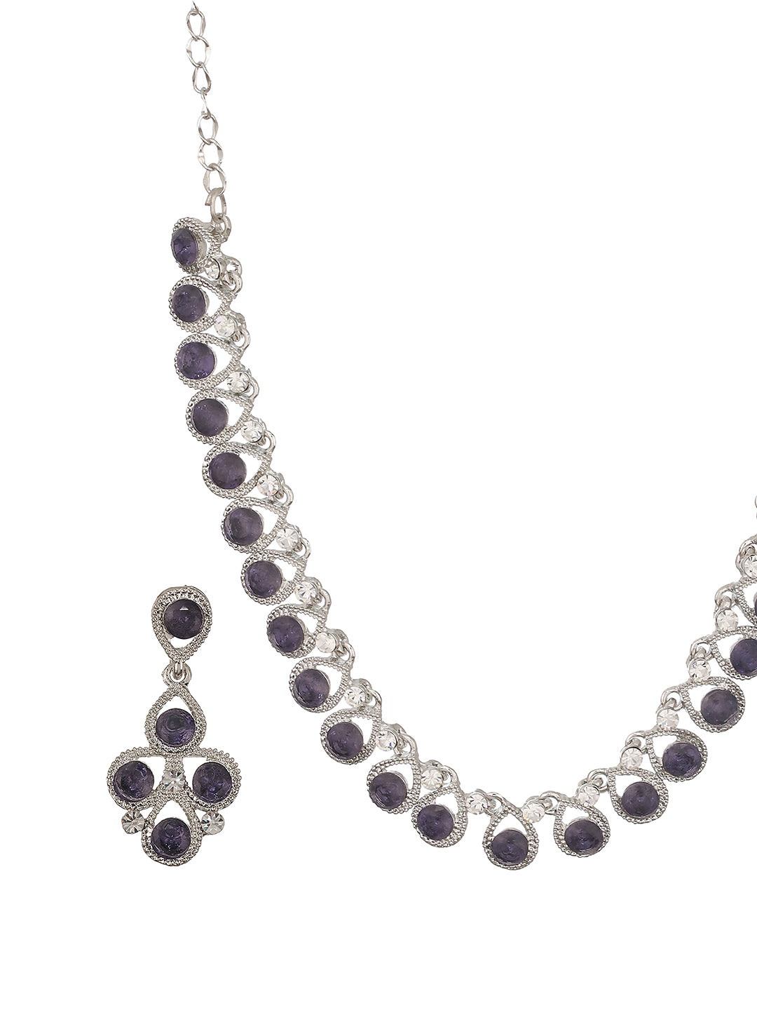 Silver-Plated Blue AD-Studded Jewellery Set - Jazzandsizzle