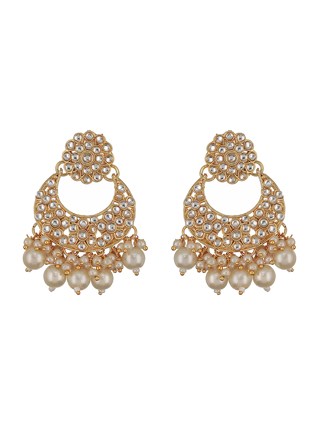 Gold-Plated Kundan-Studded & Pearl Beaded Handcrafted Jewellery Set With Maangtikka - Jazzandsizzle