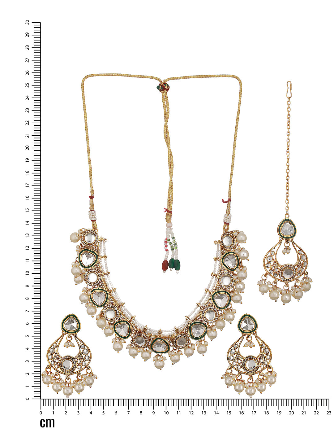 Gold-Plated White Kundan-Studded & Pearl Beaded Choker Jewellery Set - Jazzandsizzle