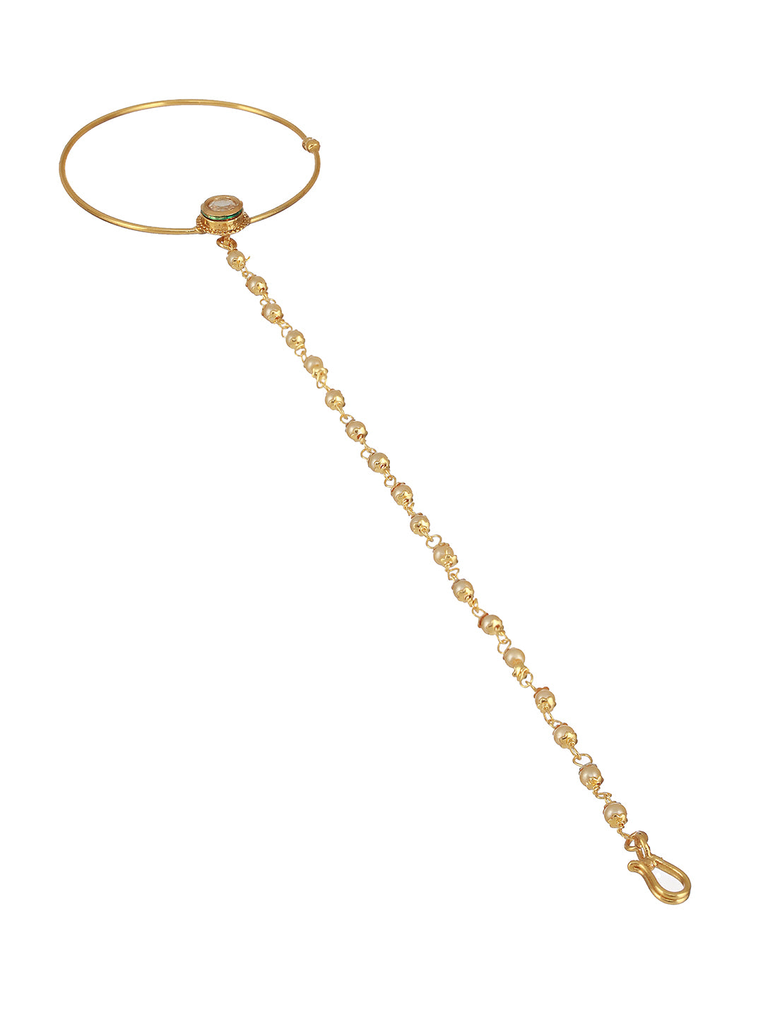 Gold-Plated Stone Studded & Beaded Nosepin - Jazzandsizzle