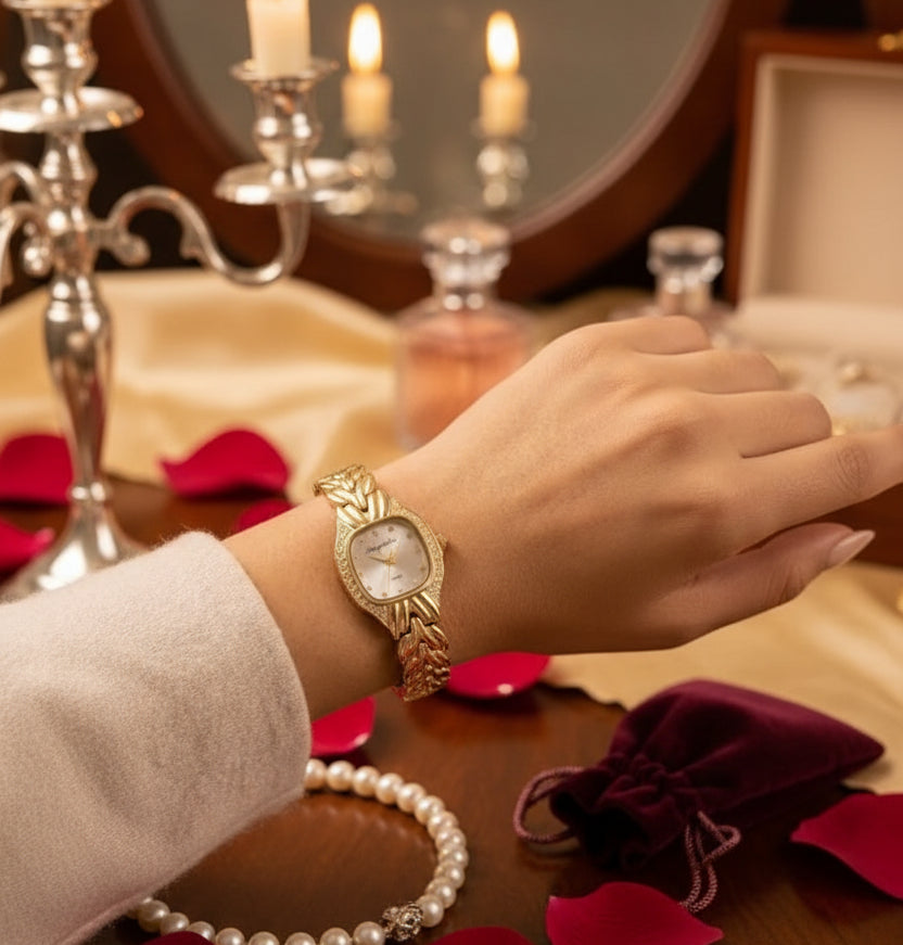 Jazz And Sizzle Old Money Aesthetic Anti-Tarnish Gold Plated Watch|Quartz Movement, Waterproof, Luxury Metal Bezel (Copy)