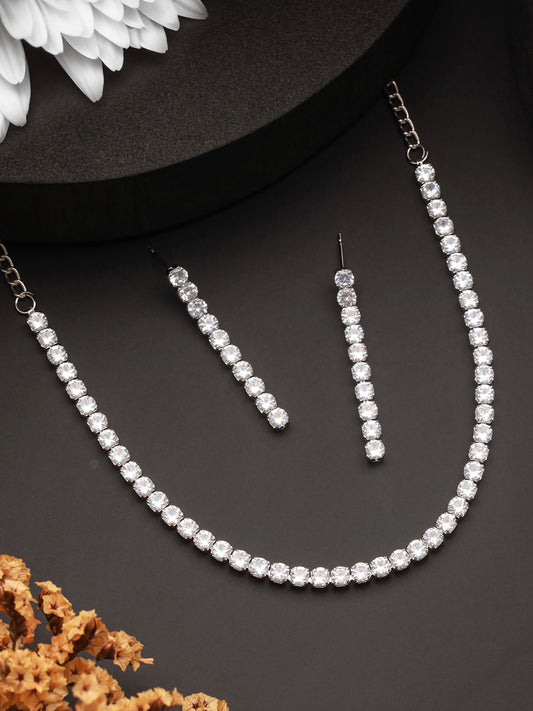 Jazz And Sizzle Rhodium-Plated & CZ Studded Jewelry Set