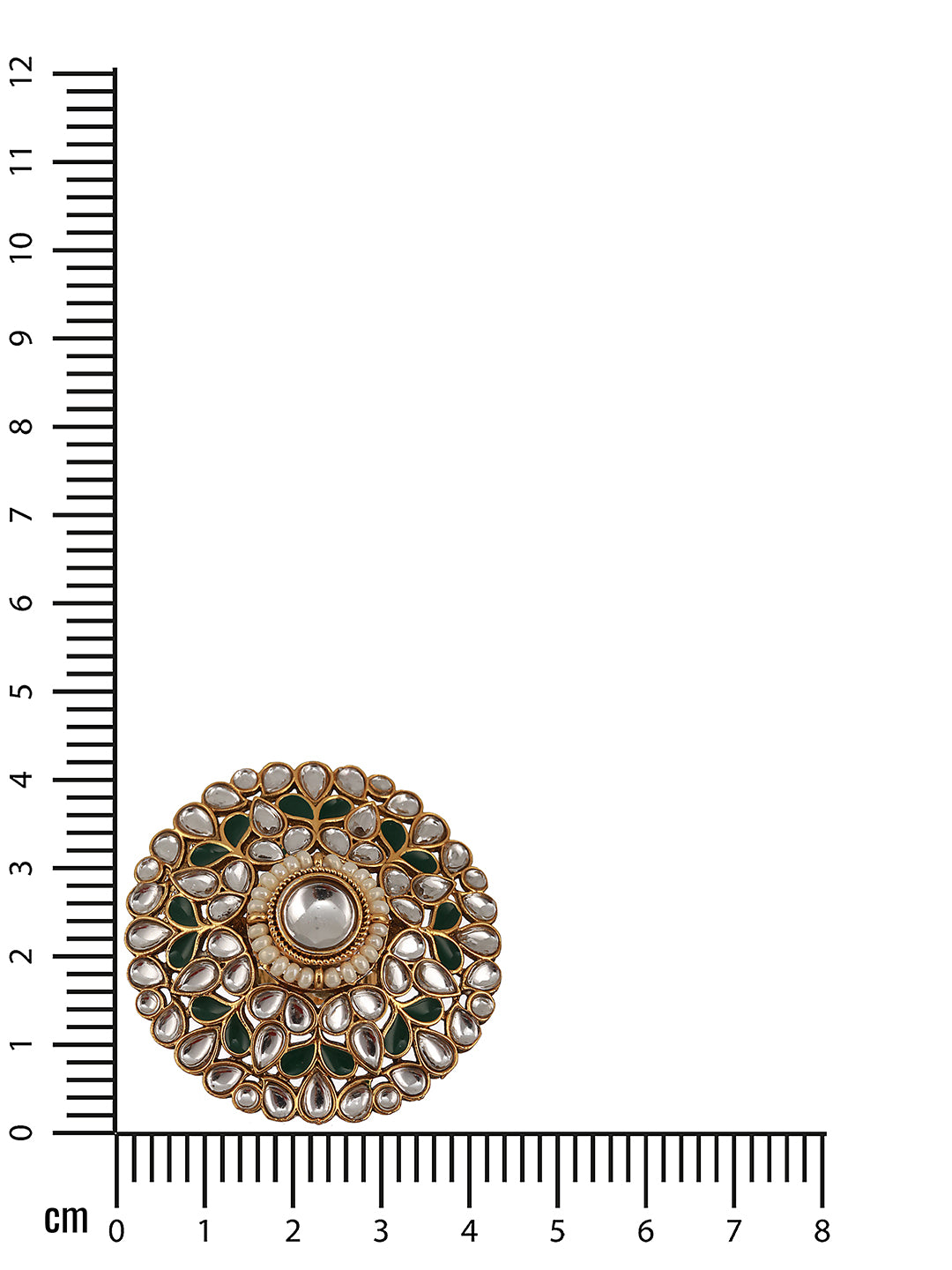 Gold-Plated White & Green Kundan-Studded Adjustable Finger Rings - Jazzandsizzle