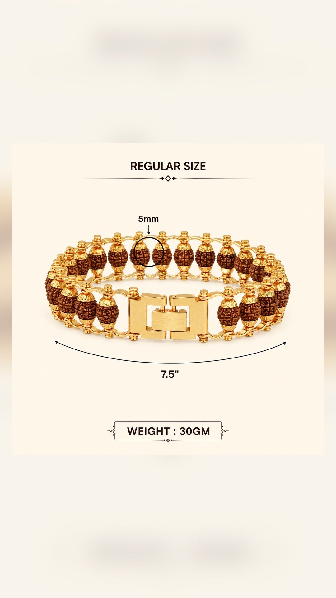 Gold Plated Modern Rudraksha Bracelet-JS-SBR-0002