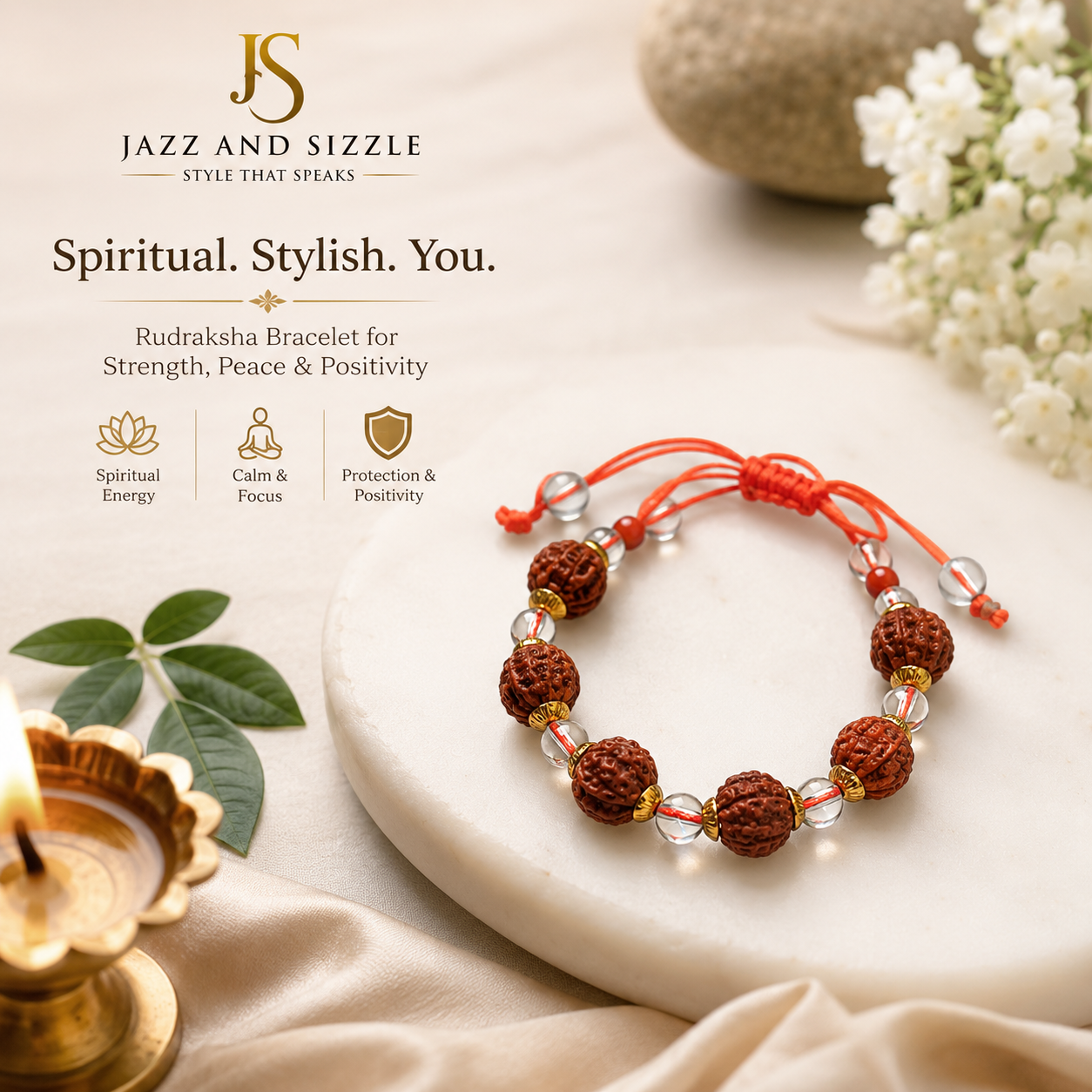 Rudraksha Beads Adjustable Bracelet for Men-JS-SBR-015