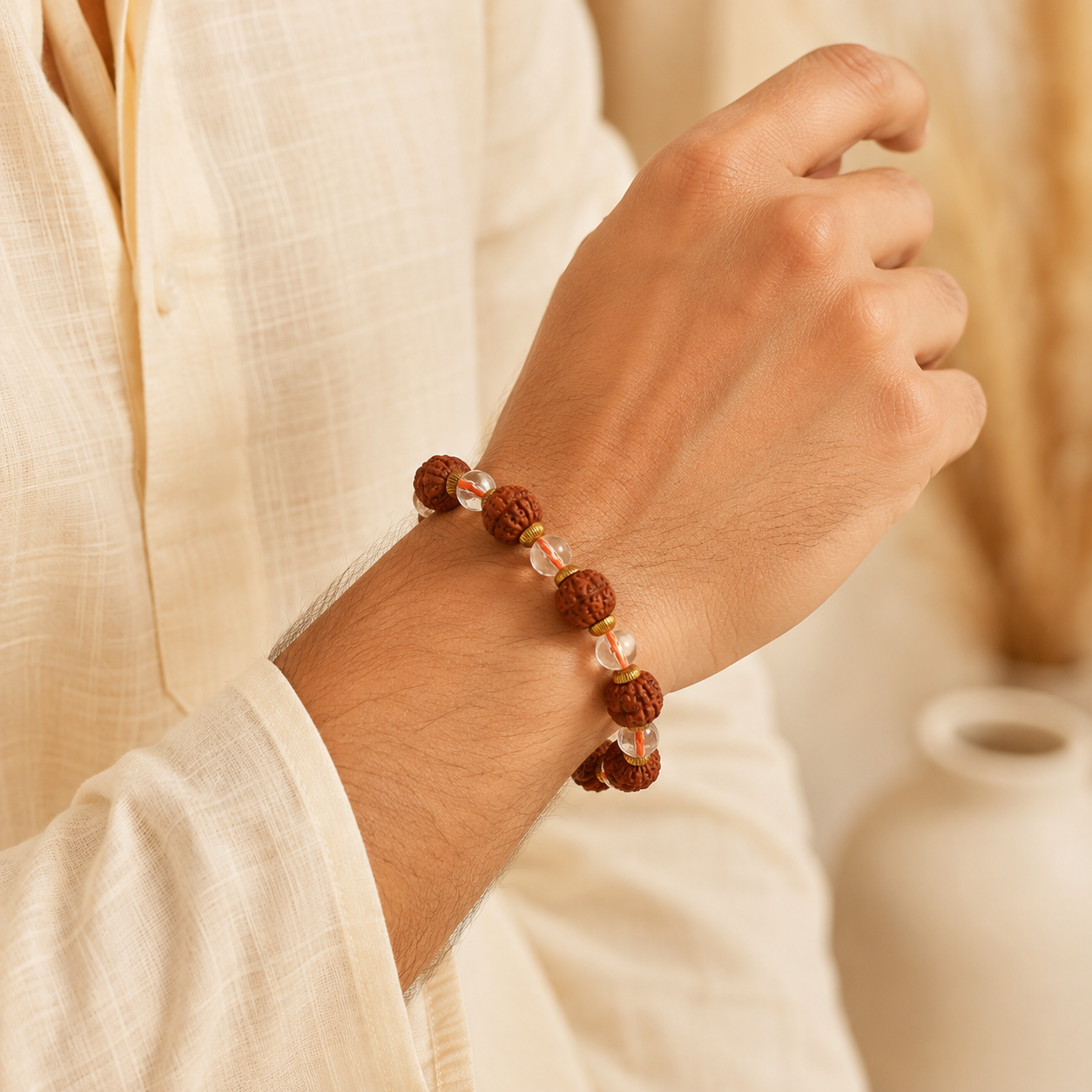 Rudraksha Beads Adjustable Bracelet for Men-JS-SBR-015