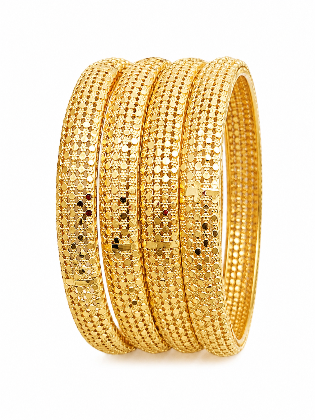 Gold-Plated Glitter Textured Ethnic Bangles Set for Women