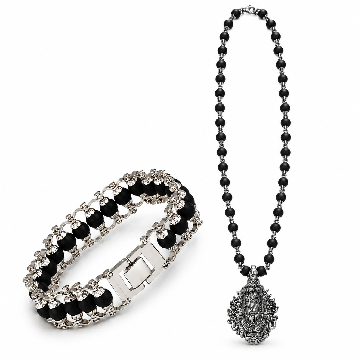 Karungali Necklace & Bracelet Combo for Men-JS-SNL-045