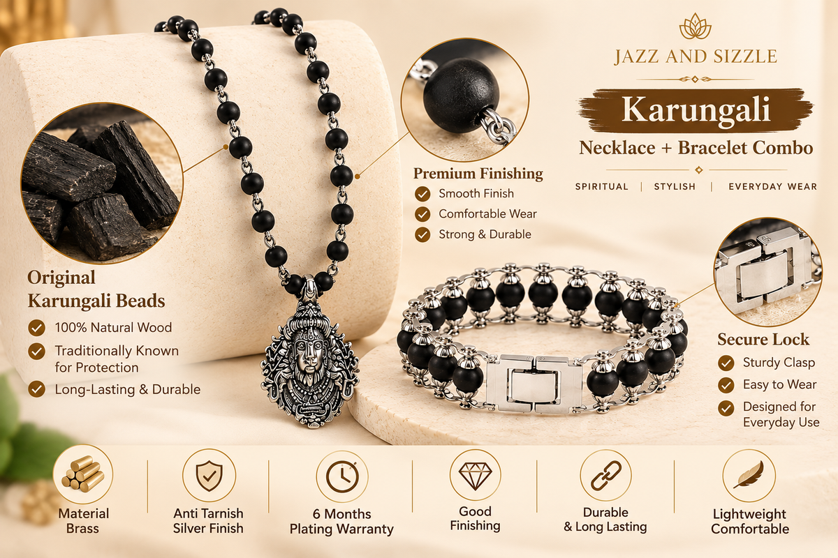 Karungali Necklace & Bracelet Combo for Men-JS-SNL-045