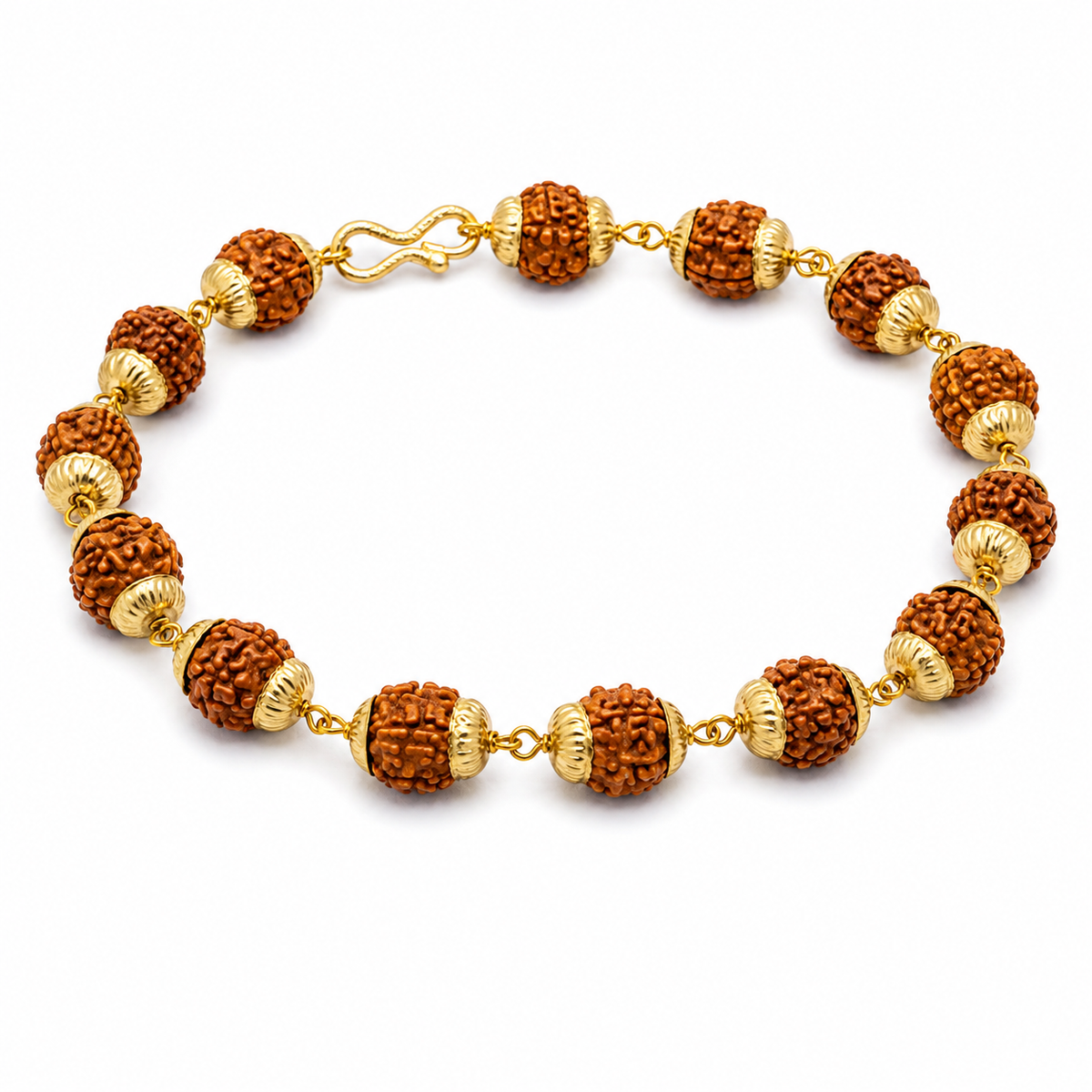 Classic Rudraksha Gold-Tone Spiritual Bracelet-JS-SBR-0003